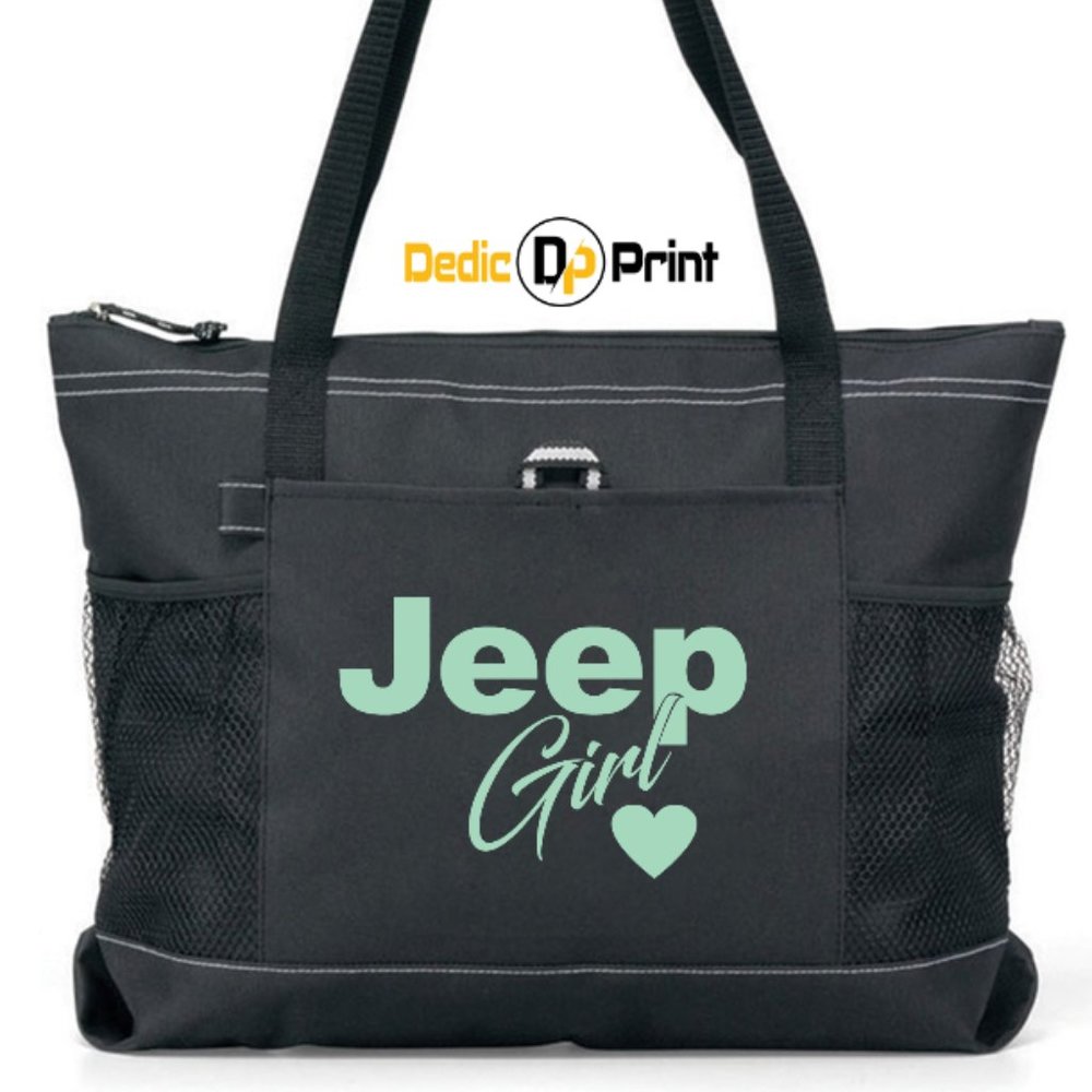 Jeep Girl Zippered Tote Bag